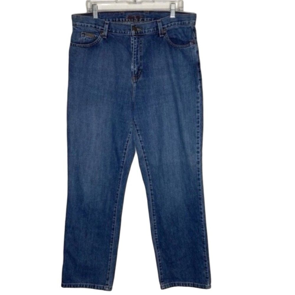 Eddie Bauer Mom Jeans Women's 16 Plus Size Denim High Rise Straight Leg Cotton